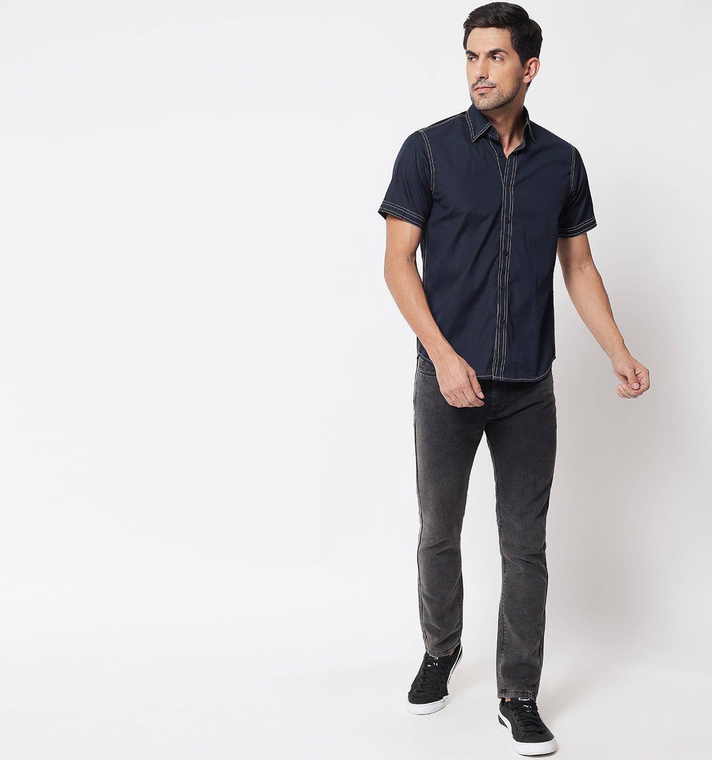 Outlines Shirt Navy Short Sleeves